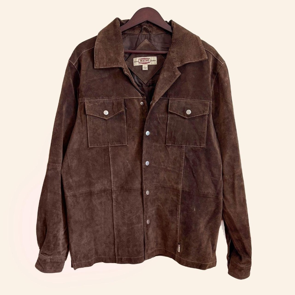 Vintage BC Ethic Brown Suede Leather Overshirt Jacket